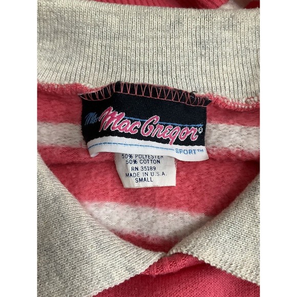 VTG Ms MacGregor Sport Womens Striped Sweatshirt S Pink Retro 80s 90s Preppy - Picture 3 of 5